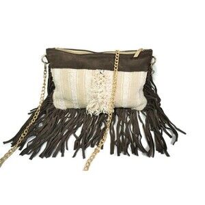 Handira Fringe Shoulder Bag: Moroccan Suede Leather Purse